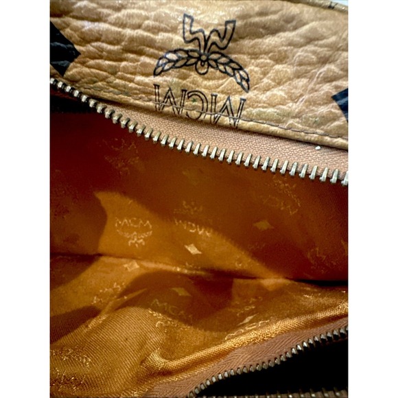 VTG MCM Cognac Monogram Visetos Boston Bag Coated Canvas Small Purse - Picture 8 of 16